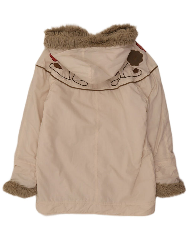 Vintage ženska jakna parka s kapuljačom UK 16 Large Off White Floral