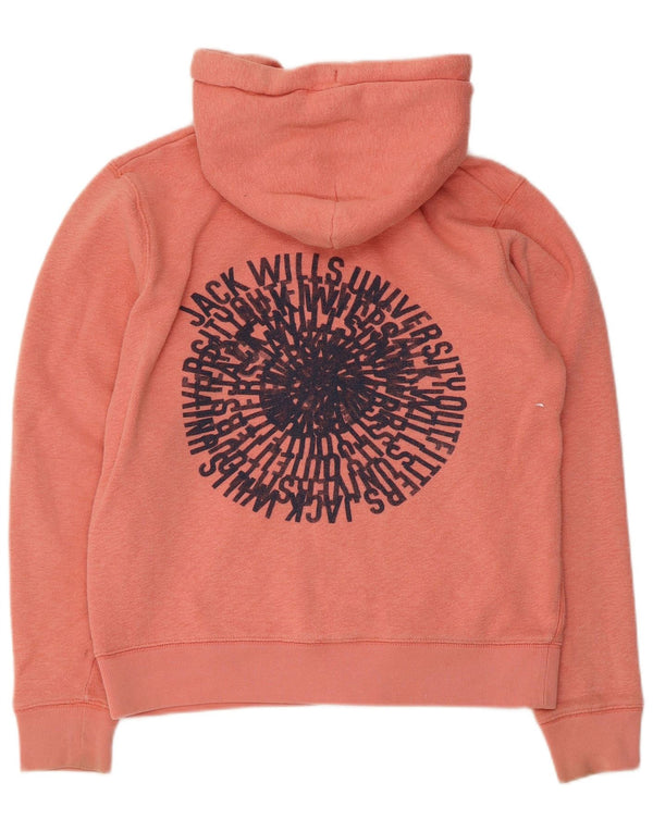 Jack Wills Ženski pulover s kapuljačom s patentnim zatvaračem UK 14 srednje ružičasti pamuk