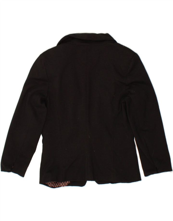 MOSSIMO Womens 3/4 Sleeve 1 Button Blazer Jacket UK 12 Medium Black Vintage Mossimo and Second-Hand Mossimo from Messina Hembry 