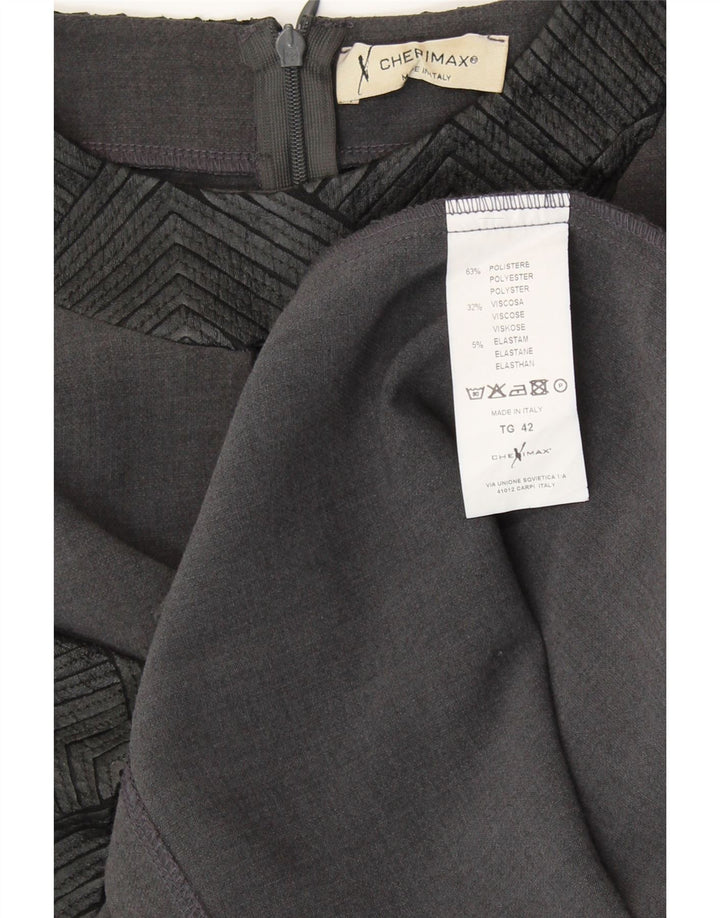 VINTAGE Womens 3/4 Sleeve Bodycon Dress IT 42 Medium Grey Polyester Vintage Vintage and Second-Hand Vintage from Messina Hembry 