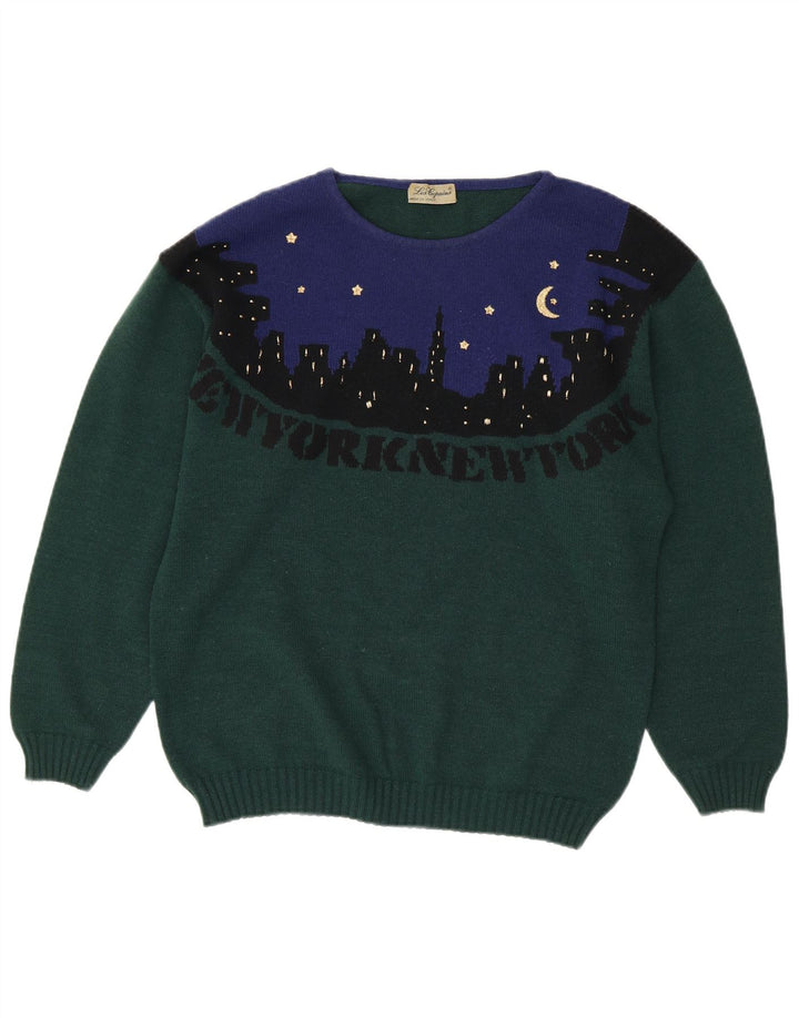 LES COPAINS Ženski džemper s okruglim izrezom UK 18 XL Zelena boja