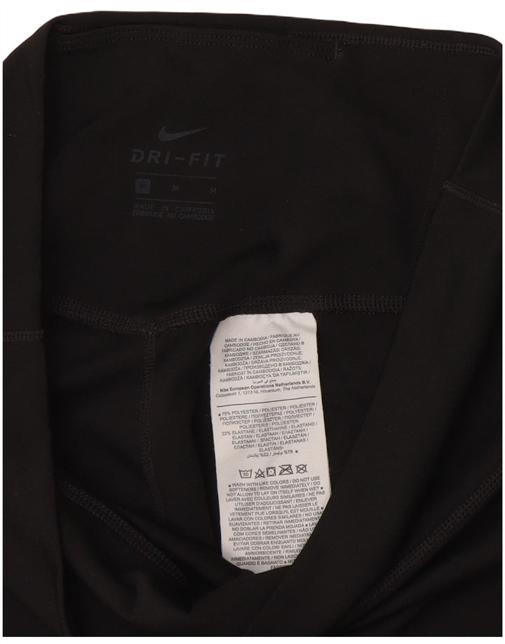NIKE ženske Dri Fit Capri tajice UK 12 srednje crne poliesterske
