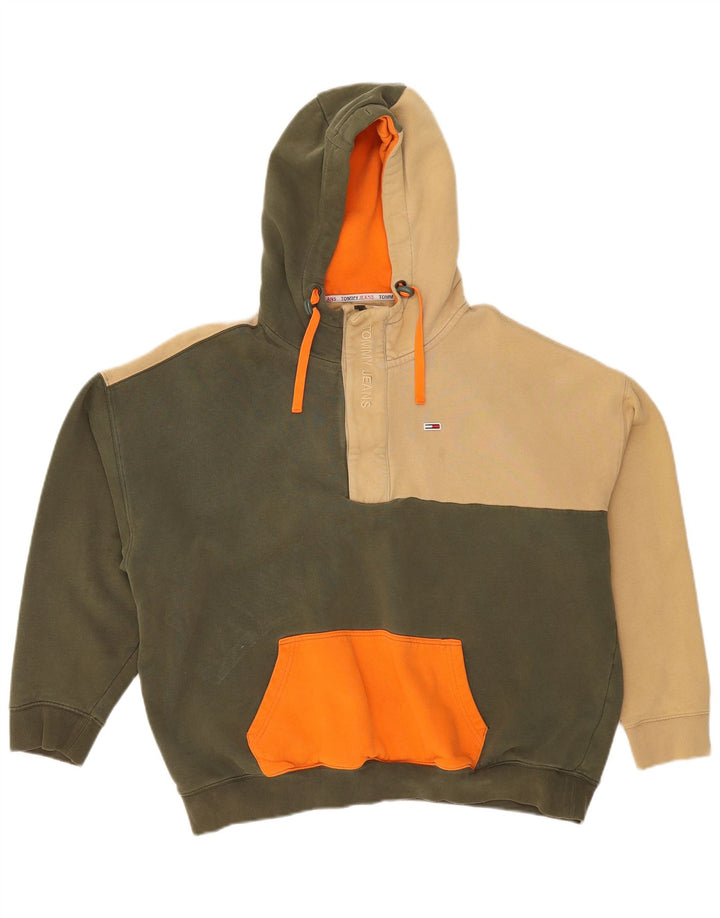 TOMMY JEANS Muška majica s kapuljačom i izrezom s patentnim zatvaračem srednje zelene boje