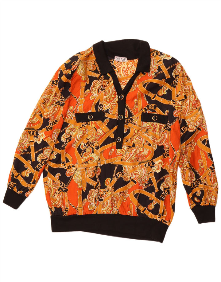 VINTAGE Ženski pulover s apstraktnim uzorkom, košulja, bluza IT 50 XL, narančasta