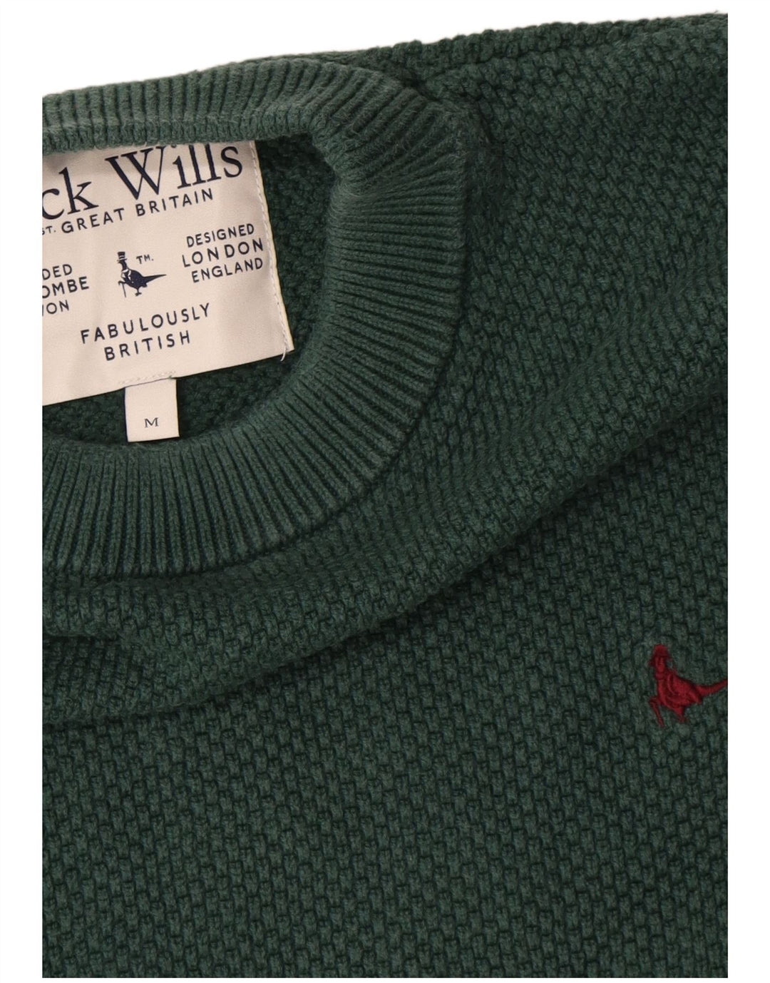 Jack Wills muški džemper s okruglim izrezom Srednje zeleni pamuk