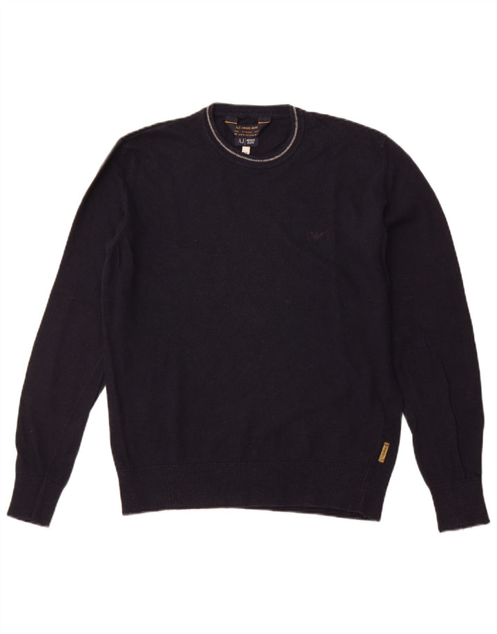 ARMANI JEANS Muški džemper s okruglim izrezom srednje tamnoplave viskoze