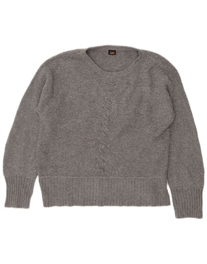 LEE Womens Boat Neck Jumper Sweater UK 18 XL Grey Polyester