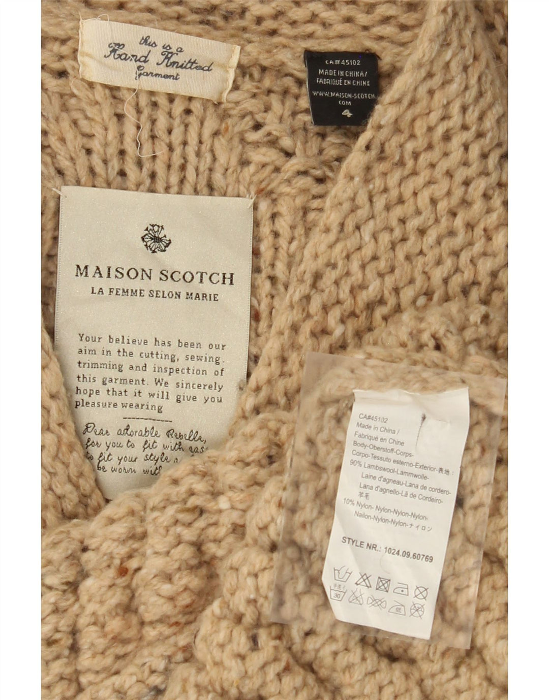 MAISON SCOTCH Ženski ručno pleteni džemper US 4 Small Beige