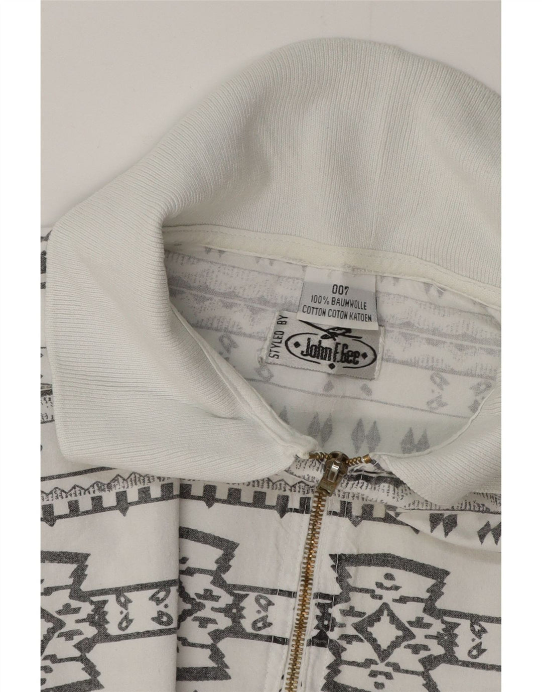 JOHN F GEE Muška pulover majica kratkih rukava 2XL bijeli geometrijski pamuk