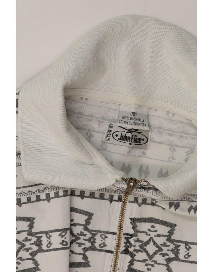 JOHN F GEE Muška pulover majica kratkih rukava 2XL bijeli geometrijski pamuk