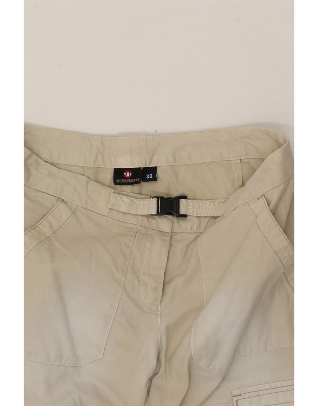 MURPHY & NYE Womens Straight Cargo Trousers W30 L33 Beige Cotton Vintage Murphy & Nye and Second-Hand Murphy & Nye from Messina Hembry 