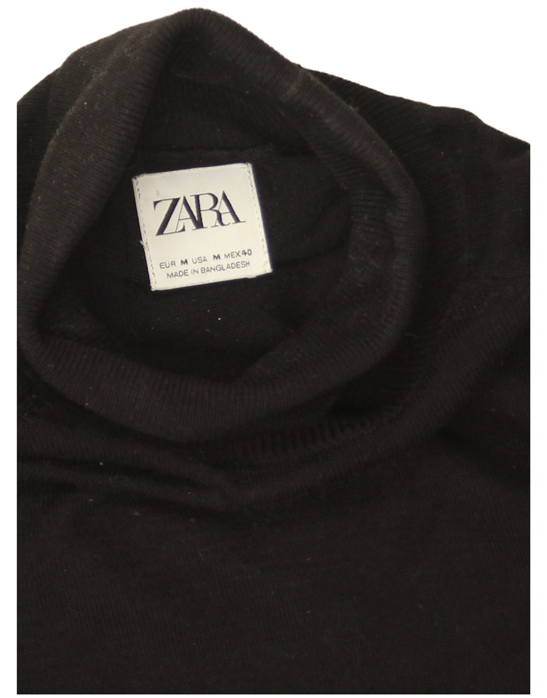 Zara muški pulover s rol izrezom srednje crne viskoze