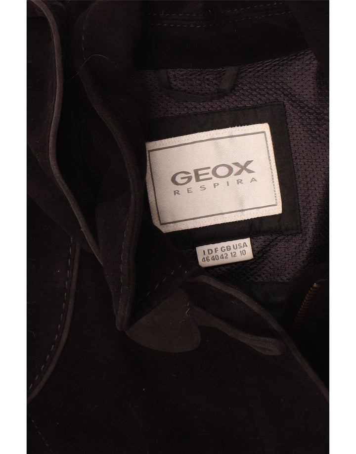 GEOX ženski Respira Duffle Coat UK 12 srednje crni pamuk