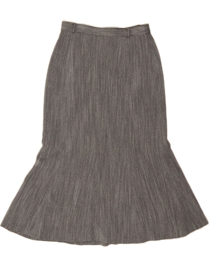 MARCONA Womens Trumpet Skirt UK 12 Medium W30 Grey Herringbone Polyester Vintage Marcona and Second-Hand Marcona from Messina Hembry 