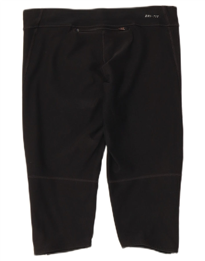 NIKE ženske Dri Fit Capri tajice UK 12 srednje crne poliesterske