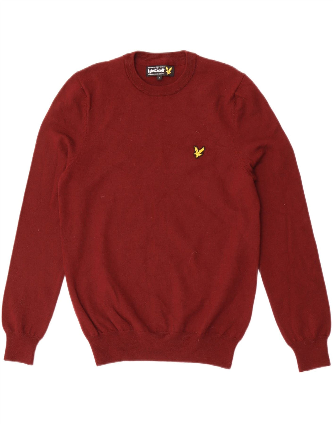 Lyle & Scott muški džemper s okruglim izrezom Mali kestenjasti merino vuna