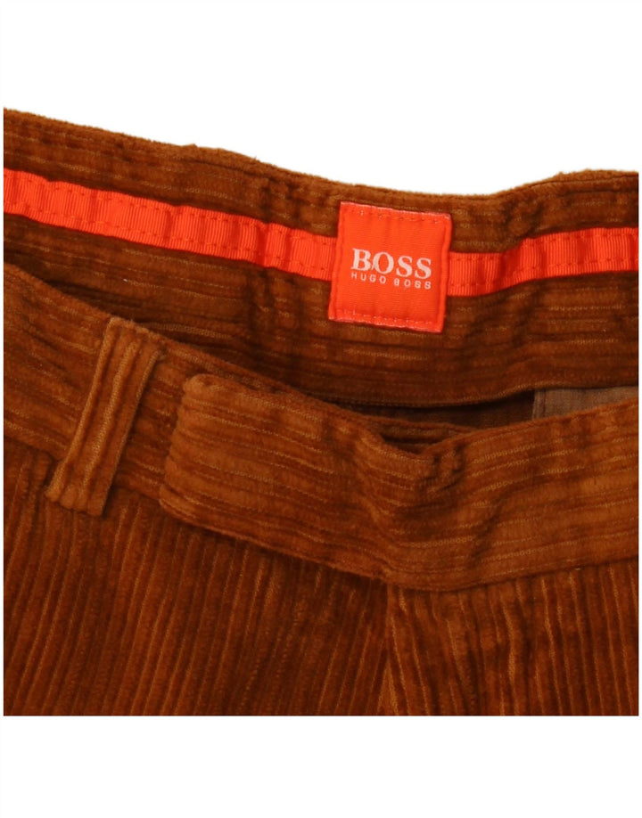 HUGO BOSS Muške hlače od samta s čizmama W34 L36 Smeđe