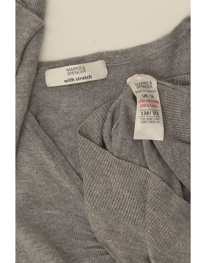 Marks & Spencer ženski džemper s V-izrezom 3/4 rukava UK 14 srednje siva