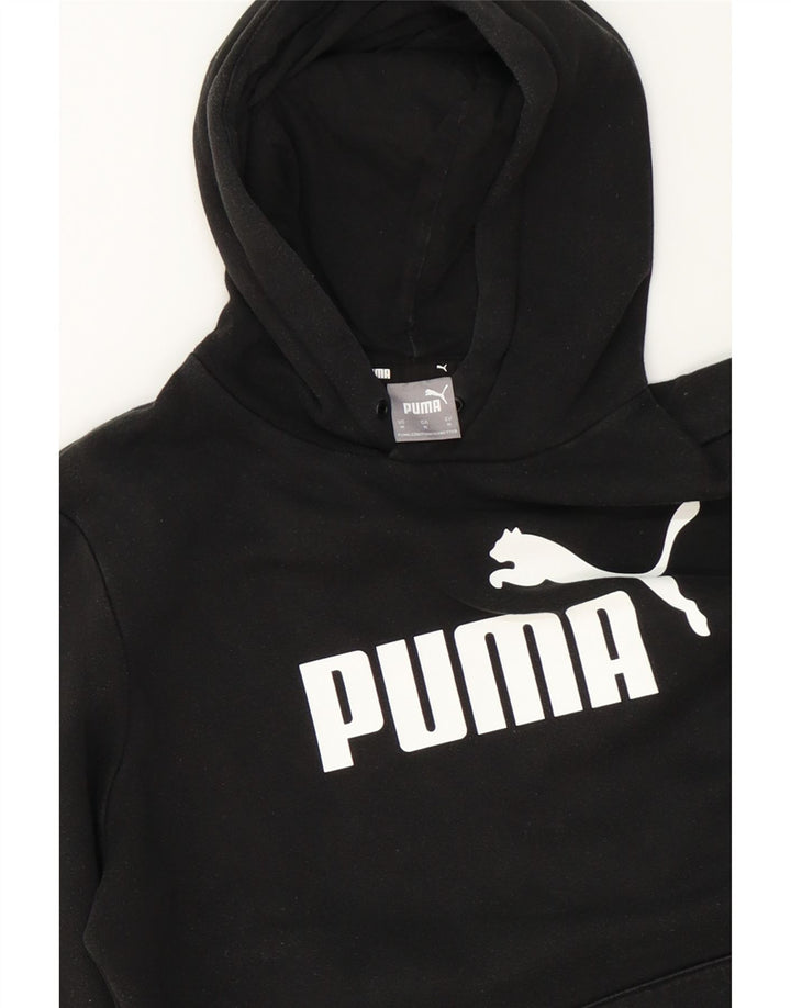 PUMA Mens Graphic Hoodie Jumper Medium Black Cotton Vintage Puma and Second-Hand Puma from Messina Hembry 