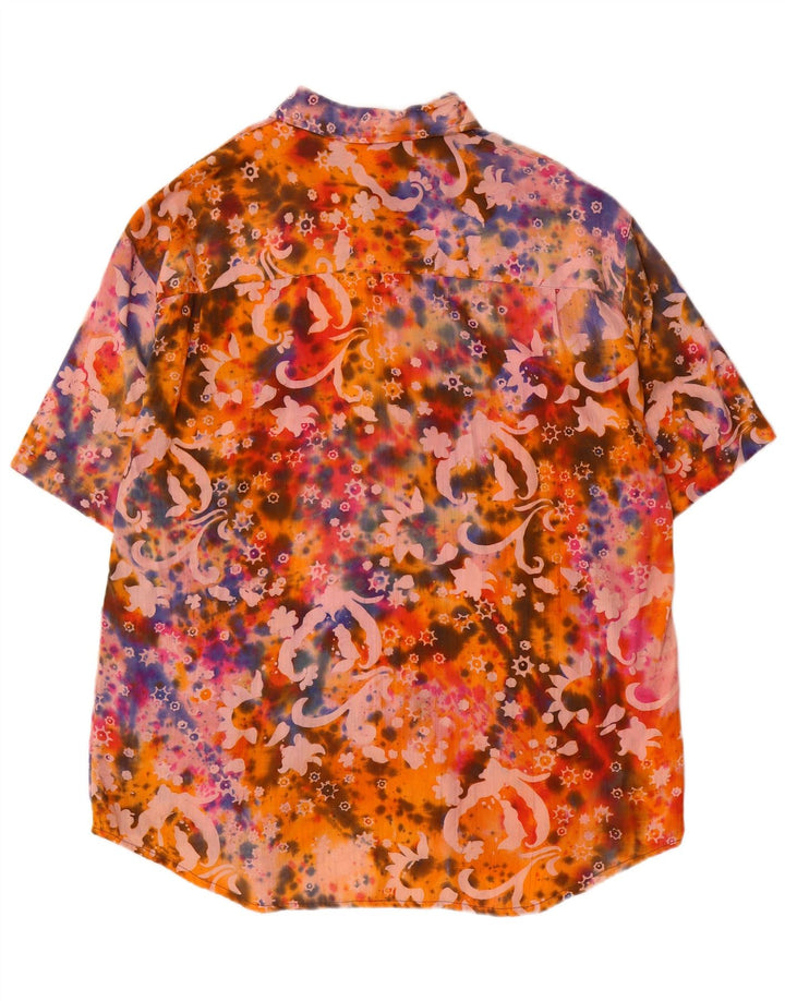 Vintage muška košulja kratkih rukava s apstraktnim uzorkom, velika, višebojna