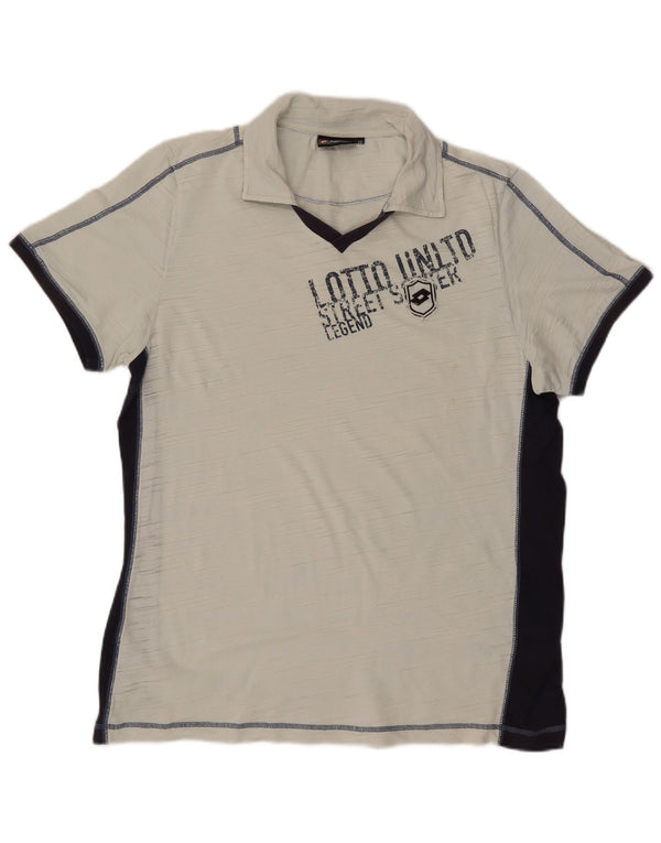 Lotto Mens Graphic Polo Shirt 2XL White Colourblock Cotton