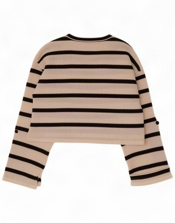 Zara ženski džemper s kratkim izrezom UK 10 Small White Striped