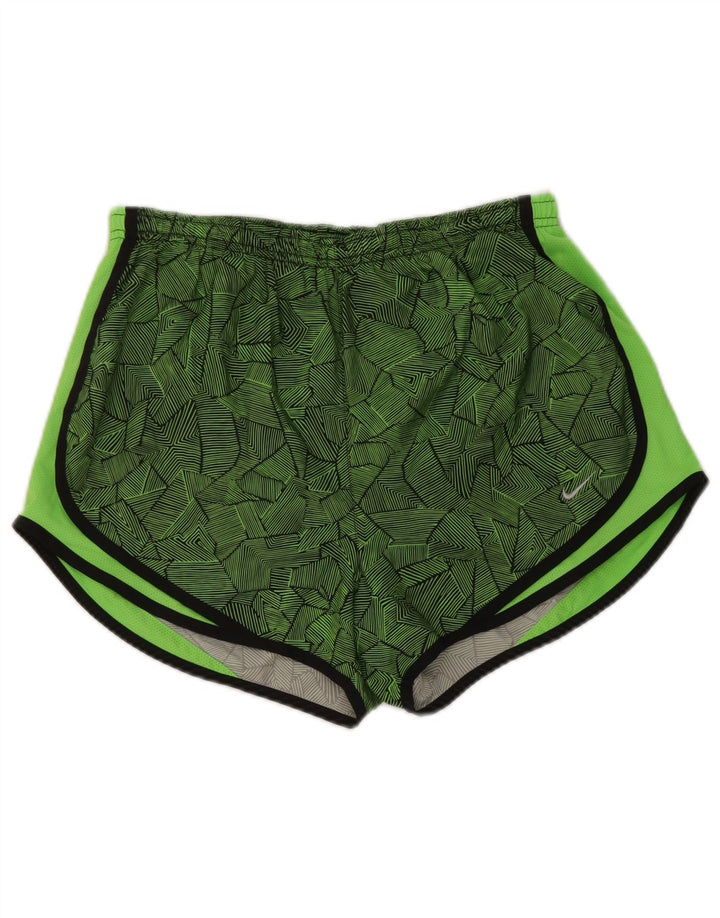 Nike Ženske Dri Fit Sportske Kratke Hlače UK 14 Srednje Zeleni Geometrijski Poliester