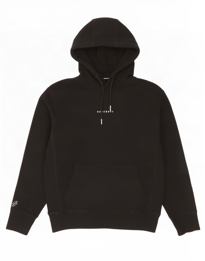 Superdry muška majica s kapuljačom Srednji crni pamuk