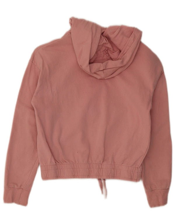 Dkny Girls Graphic Hoodie Jumper 7-8 Years Pink Colourblock Cotton