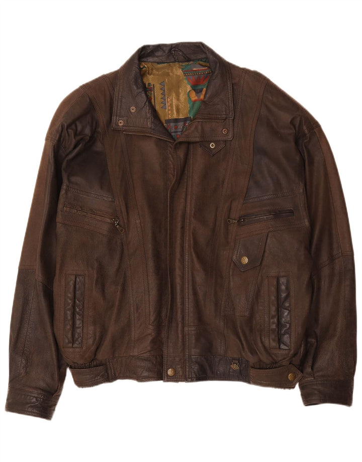 Vintage muška bomber kožna jakna IT 56 3XL smeđa koža