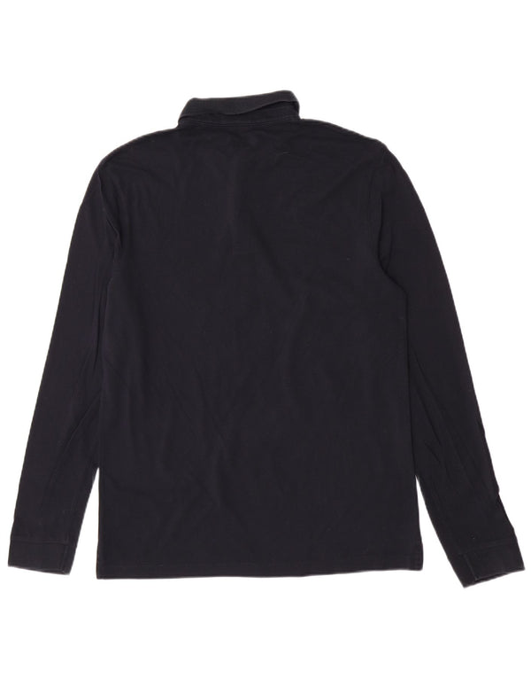 Hugo Boss Mens Long Sleeve Polo Shirt Medium Navy Blue Cotton
