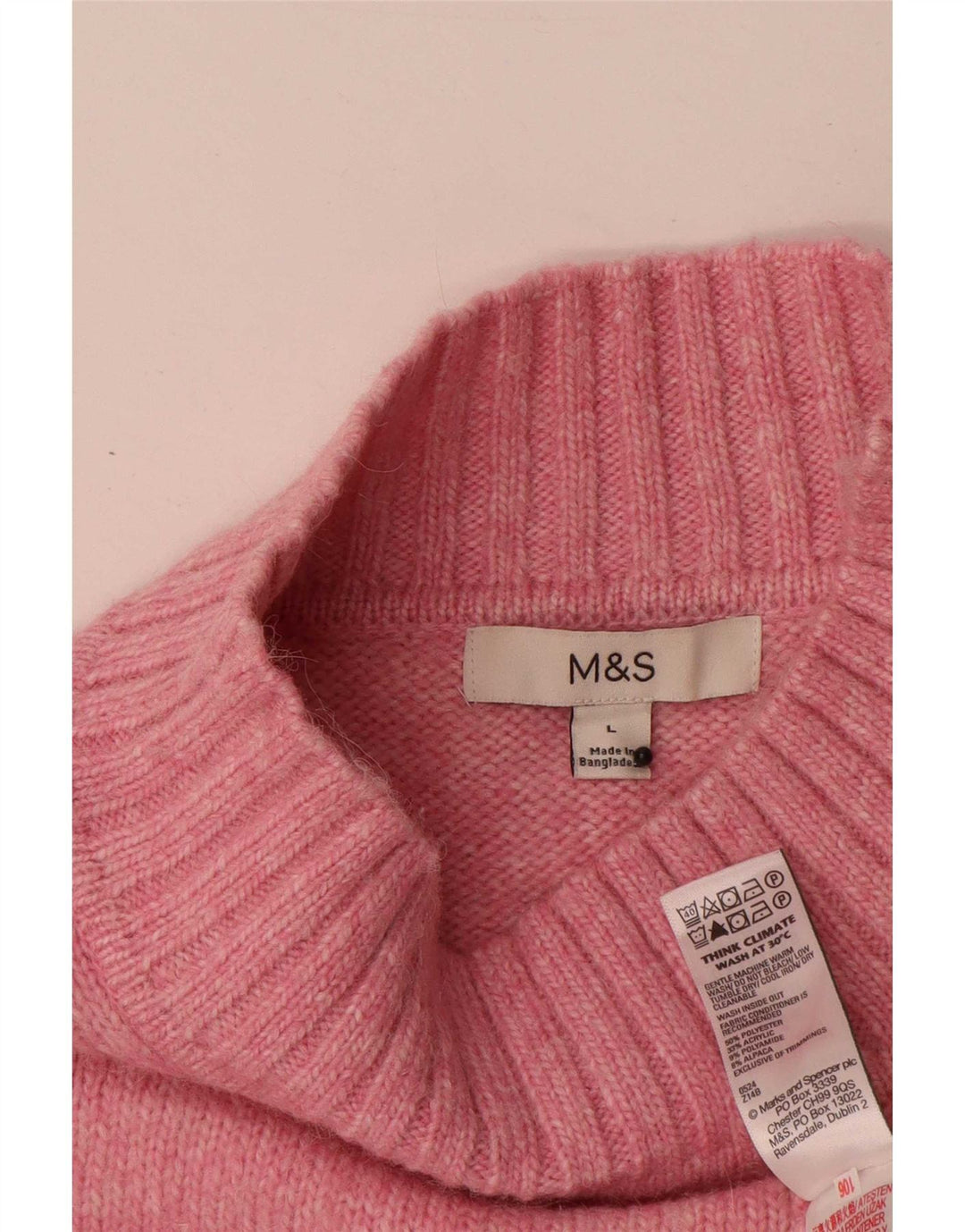 Marks & Spencer ženski džemper s kornjačičastim ovratnikom UK 16 Veliki ružičasti