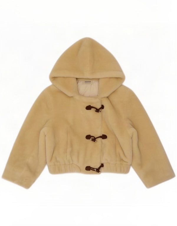 Predimenzionirana ženska jakna od umjetnog krzna s kapuljačom UK 10 Small Off White