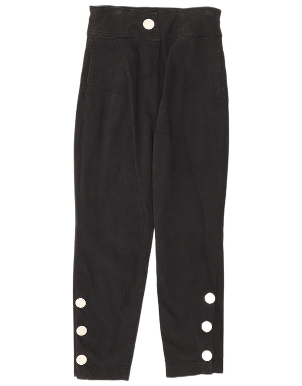 Zara Womens High Waist Tapered Casual Trousers Small W26 L25 Black Cotton