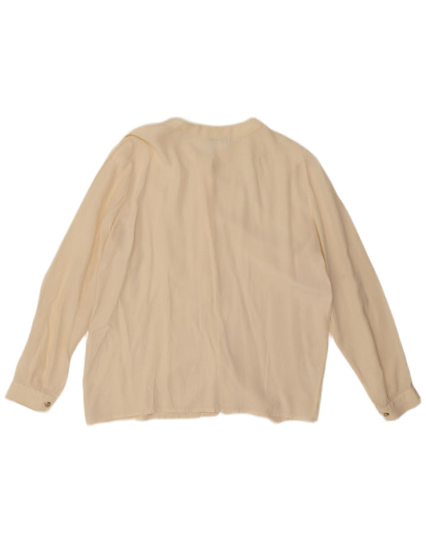 Vintage Womens Shirt Blouse UK 14 Medium Off White Silk