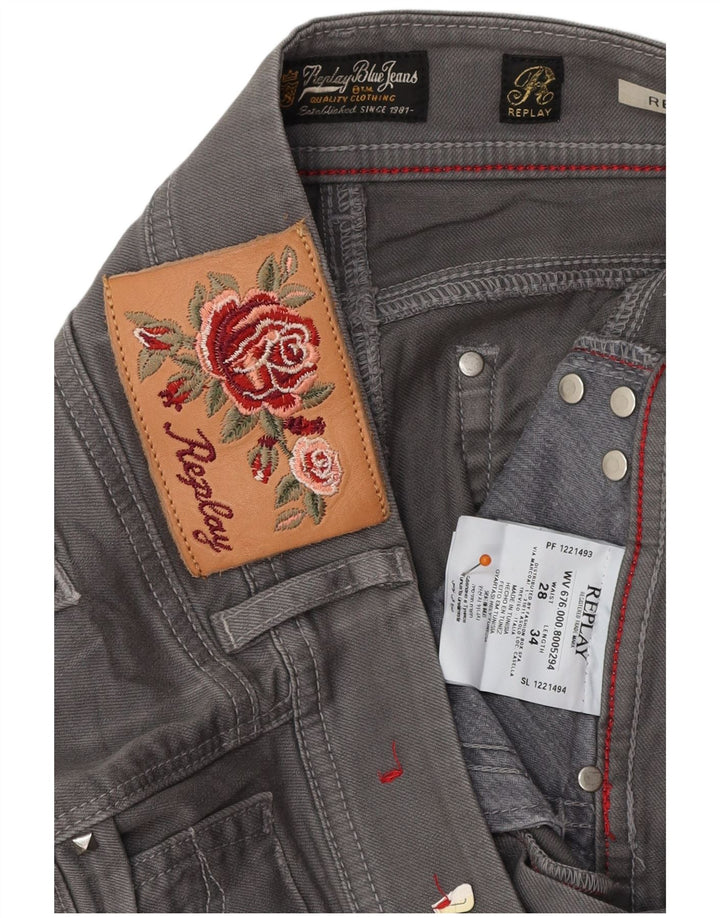 REPLAY Ženske Rearmy Bootcut traperice W28 L32 Sivi pamuk