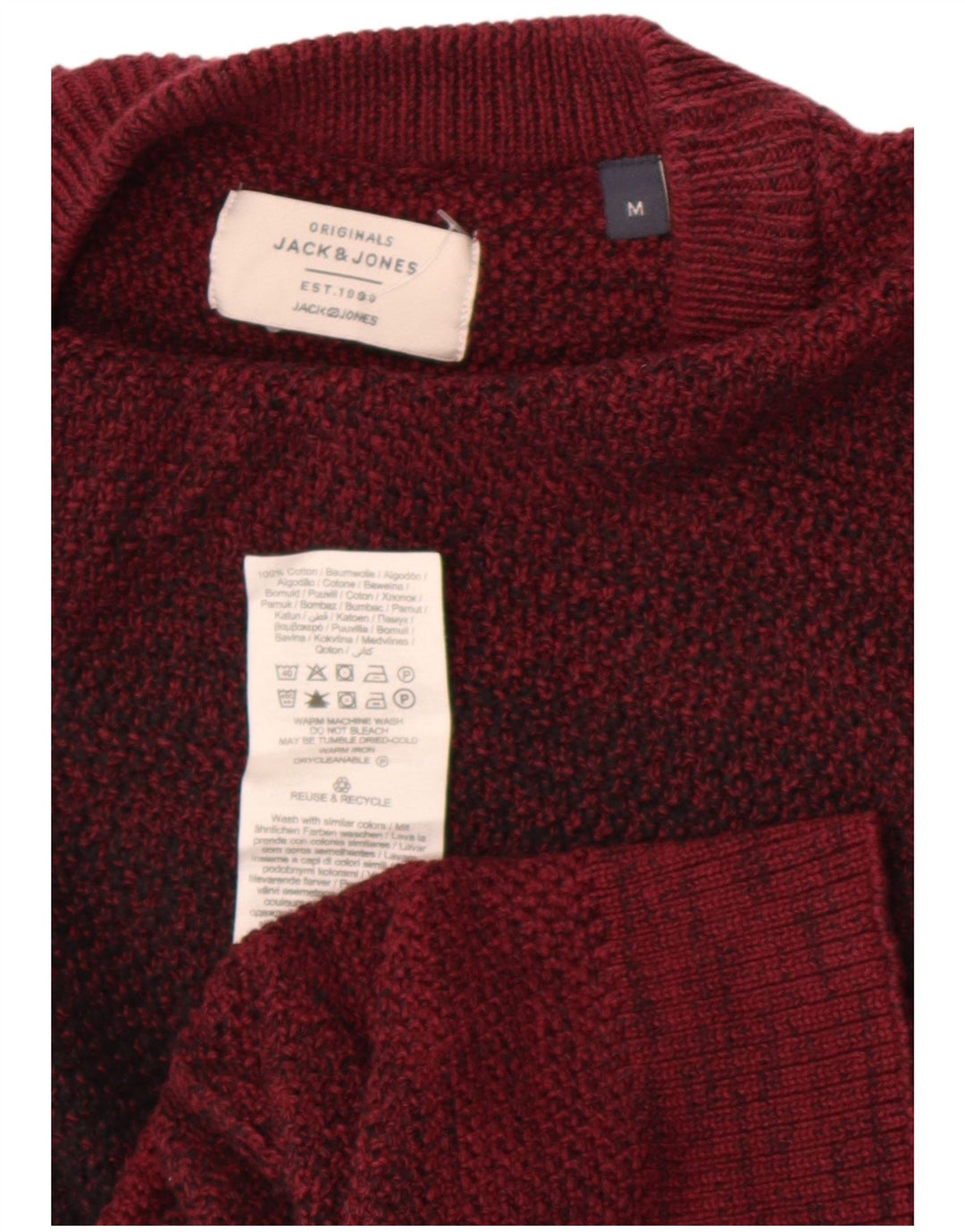 Jack & Jones muški džemper s okruglim izrezom srednje kestenjaste boje, pamuk