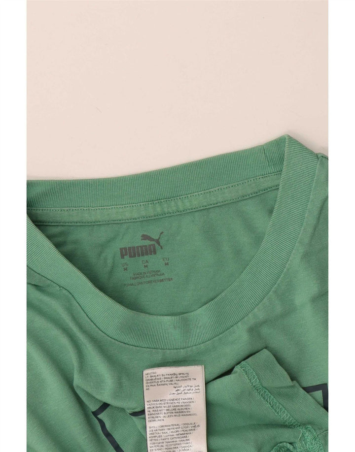 Puma gornji dio srednje tirkizne majice s grafičkim motivima od pamuka