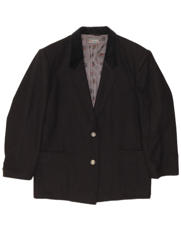 Stefanel Womens 2 Button Blazer Jacket UK 14 Medium Black Wool