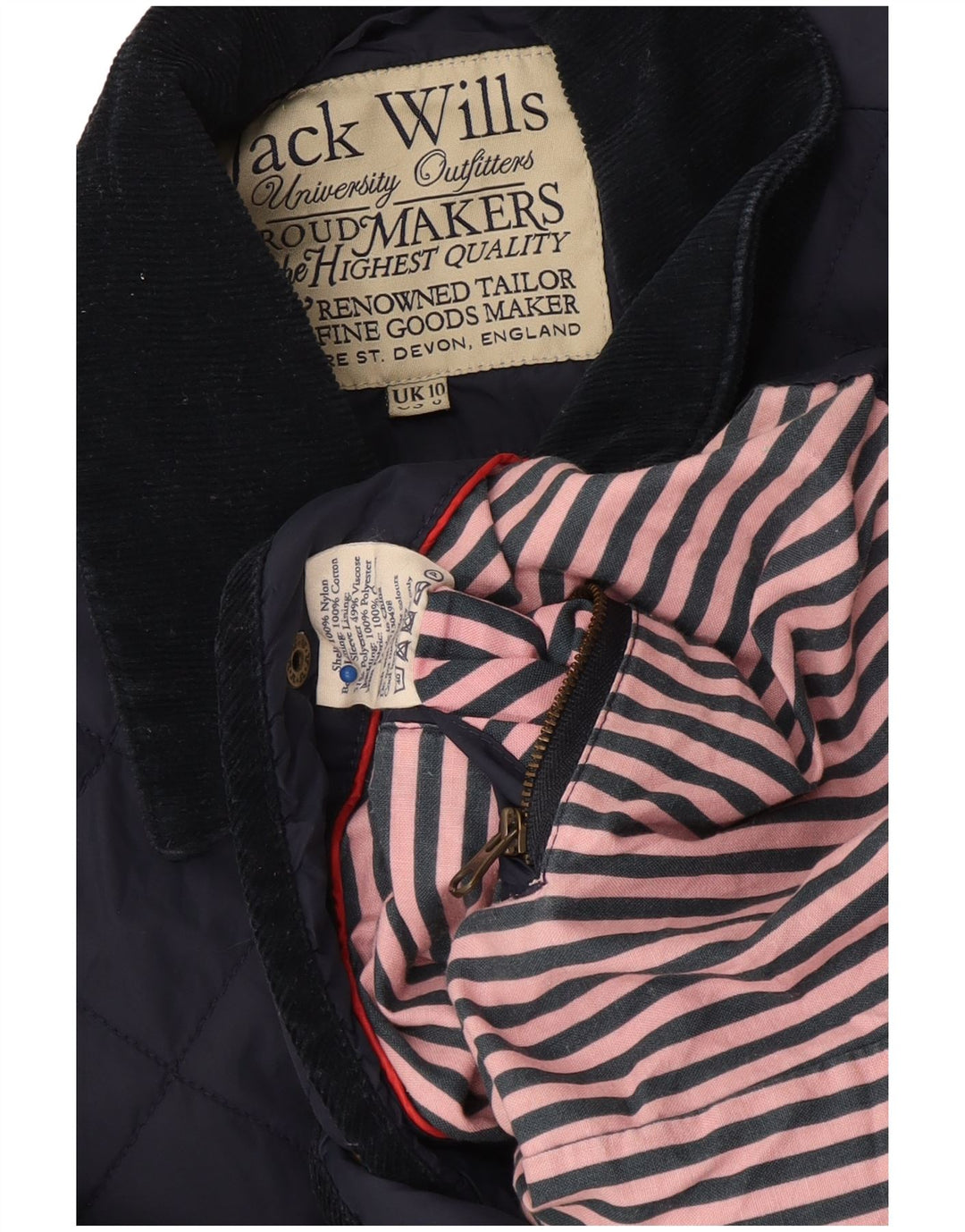 Jack Wills Ženska prošivena jakna UK 10 Mala tamnoplava najlonska