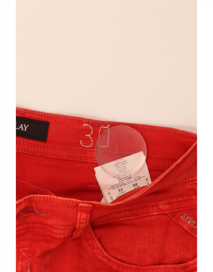 REPLAY Muške uske traperice W30 L32 Crveni pamuk