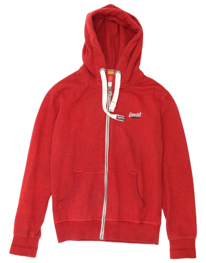 Superdry muški pulover s kapuljačom na patentni zatvarač srednje crvene boje