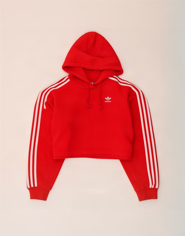 Adidas ženski kratki džemper s kapuljačom UK 4 XS, crveni pamuk