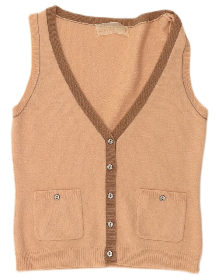 SCHUMACHER ženski kratki kardigan pulover bez rukava UK 14 Veliki ružičasti vuneni