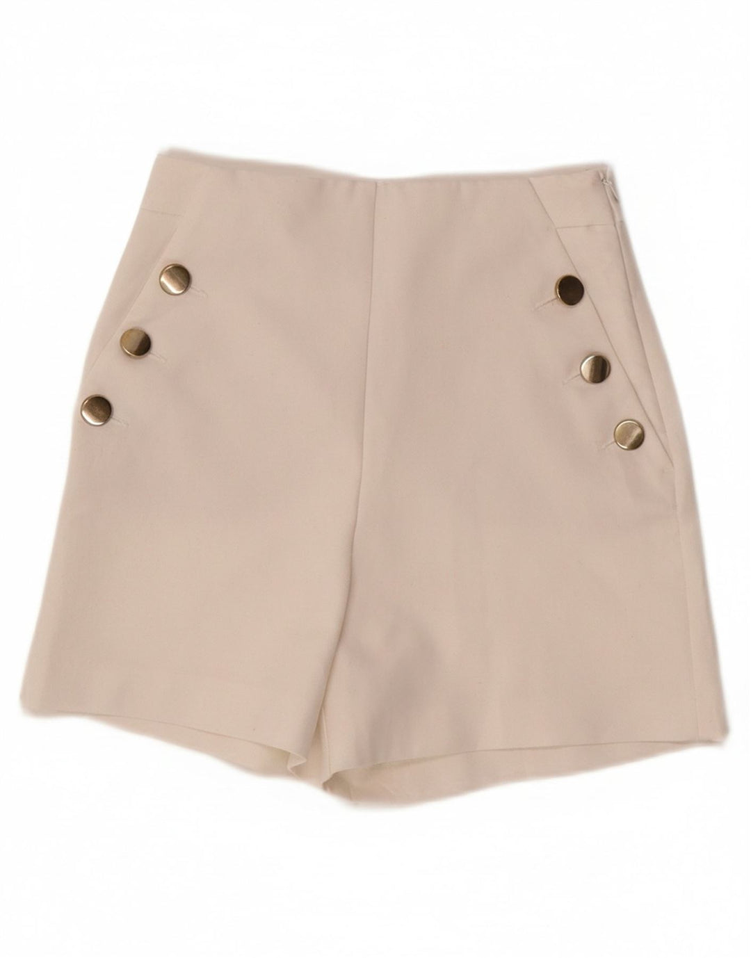 ZARA Womens High Rise Shorts XS W25  White Polyester