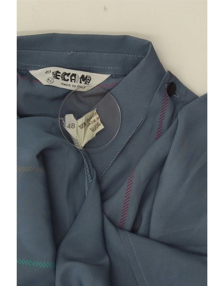 Vintage ženska pulover košulja IT 48 XL plavi prugasti poliester