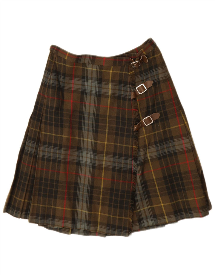 VINTAGE ženska suknja na preklop W28, srednji kaki karirani