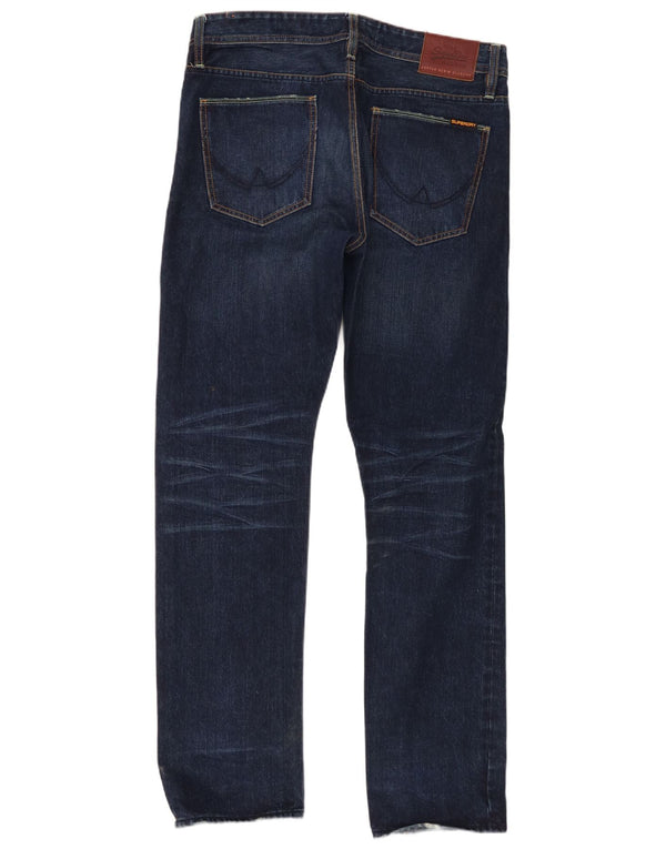 Superdry muške časničke ravne traperice W34 L32 tamnoplavi pamuk
