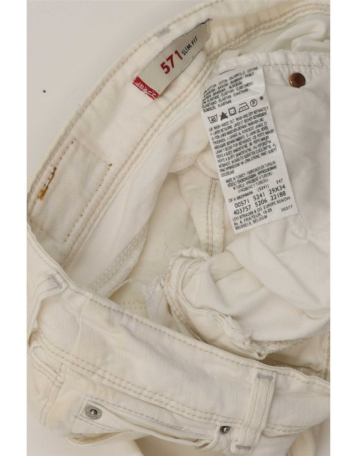 Levi's ženske 571 uske traperice W29 L29 bijeli pamuk