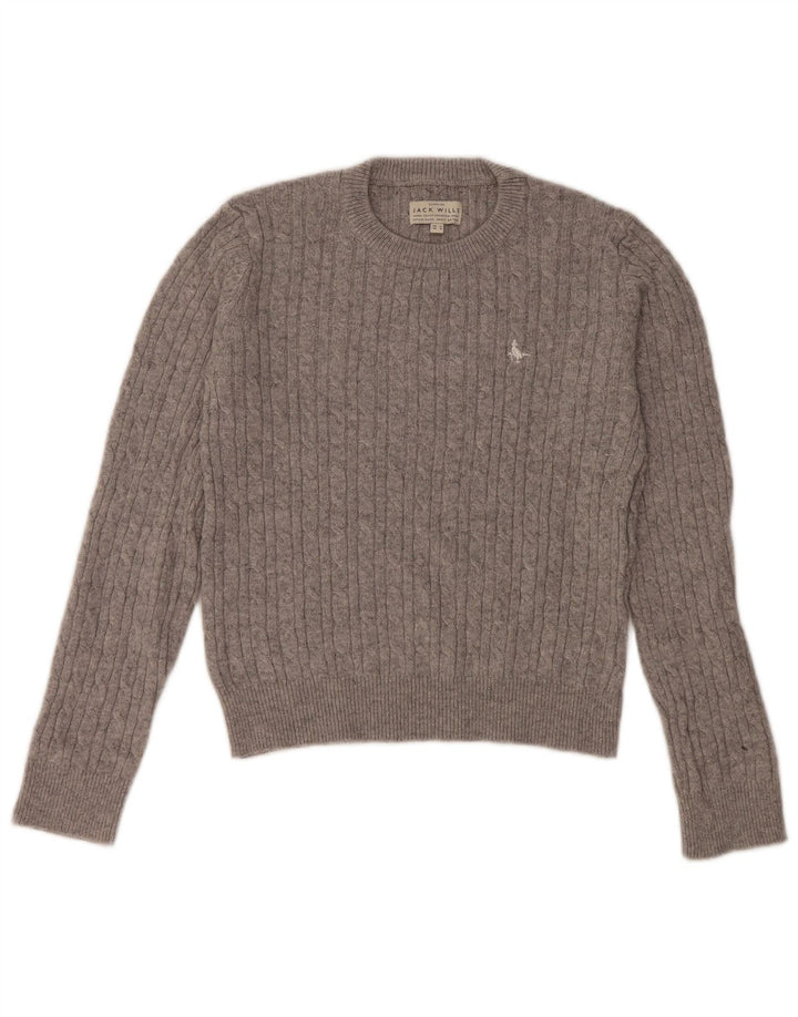 JACK WILLS Ženski pulover s okruglim izrezom UK 12 Srednje siva vunena